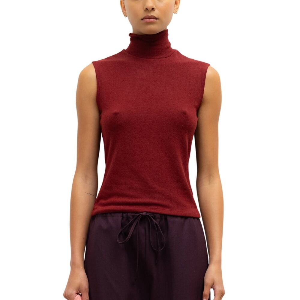 Leset Classic Burgundy Lauren Turtleneck Top Size S